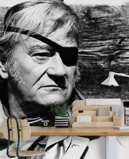 mural de papel pintado de john wayne en blanco y negro llamado John Wayne (True Grit)