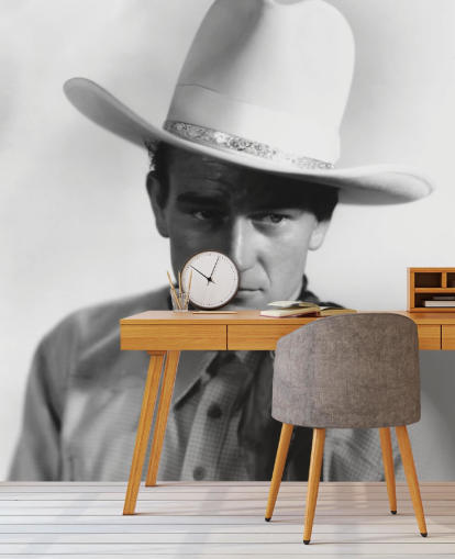 papel pintado de película en blanco y negro llamado John Wayne para dormitorios, oficinas en casa y salas de estar