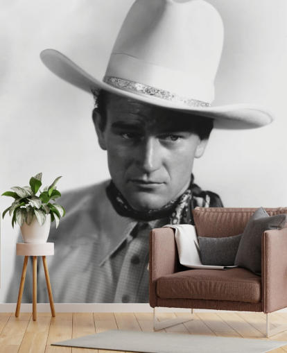 black and white movie wallpaper called John Wayne for bedrooms, home offices and living rooms