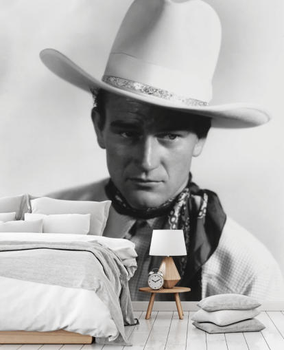 black and white movie wallpaper called John Wayne for bedrooms, home offices and living rooms