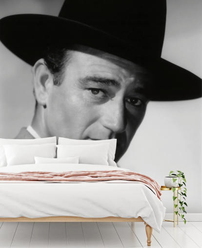 svart-hvitt filmtapet veggmaleri kalt John Wayne (War of the Wildcats)