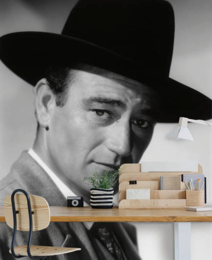 papier peint mural de film en noir et blanc appelé John Wayne (War of the Wildcats)