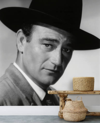 zwart-wit filmbehang met de naam John Wayne (War of the Wildcats)