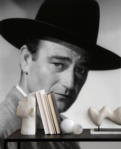 sort/hvid film tapet vægmaleri kaldet John Wayne (War of the Wildcats)
