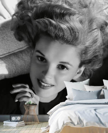 black and white movie wallpaper mural called Judy Garland for bedrooms, living rooms and home offices black and white movie wallpaper mural called Judy Garland for bedrooms, living rooms and home offices