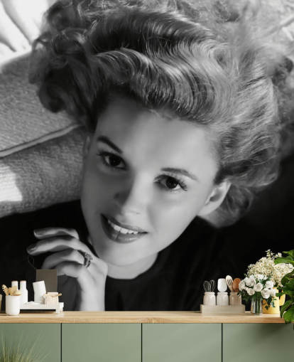 black and white movie wallpaper mural called Judy Garland for bedrooms, living rooms and home offices