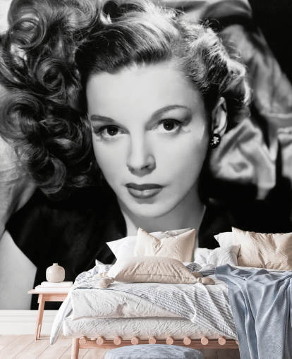 zwart-wit filmsterrenbehang genaamd Judy Garland II voor slaapkamers en woonkamers