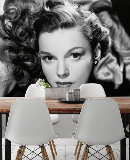 black and white movie star wallpaper called Judy Garland II for bedrooms and living rooms