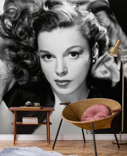 black and white movie star wallpaper called Judy Garland II for bedrooms and living rooms