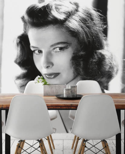 svartvitt katharine hepburn väggmålning som heter Katharine Hepburn (Årets kvinna)