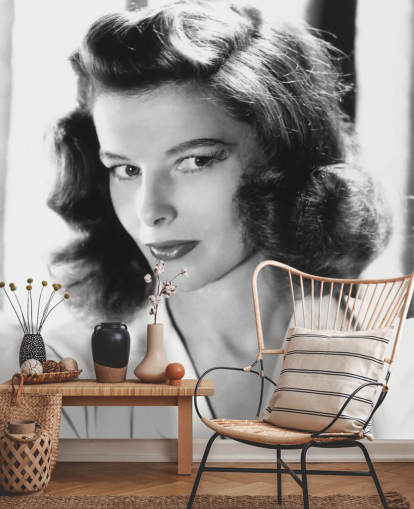 mural de pared blanco y negro de katharine hepburn llamado Katharine Hepburn (Mujer del año)
