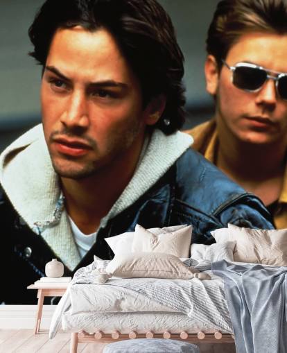 färgad keanu reeves och river phoenix tapetväggmålning som heter Keanu Reeves & River Phoenix (My Own Private Idaho)
