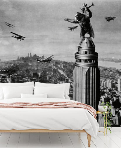 carta da parati murale King Kong in bianco e nero chiamata King Kong II per camere da letto, aziende e uffici domestici