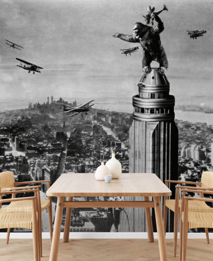 mural de papel de parede king kong preto e branco chamado King Kong II para quartos, empresas e escritórios domésticos mural de papel de parede king kong preto e branco chamado King Kong II para quartos, empresas e escritórios domésticos