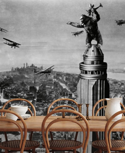 black and white king kong wallpaper mural called King Kong II for bedrooms, businesses and home offices