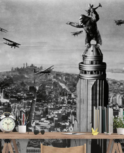 sort og hvid king kong tapet vægmaleri kaldet King Kong II til soveværelser, virksomheder og hjemmekontorer sort og hvid king kong tapet vægmaleri kaldet King Kong II til soveværelser, virksomheder og hjemmekontorer