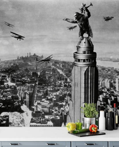 sort og hvid king kong tapet vægmaleri kaldet King Kong II til soveværelser, virksomheder og hjemmekontorer sort og hvid king kong tapet vægmaleri kaldet King Kong II til soveværelser, virksomheder og hjemmekontorer