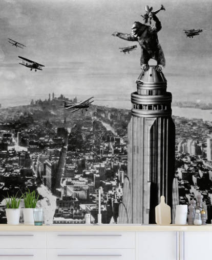 black and white king kong wallpaper mural called King Kong II for bedrooms, businesses and home offices