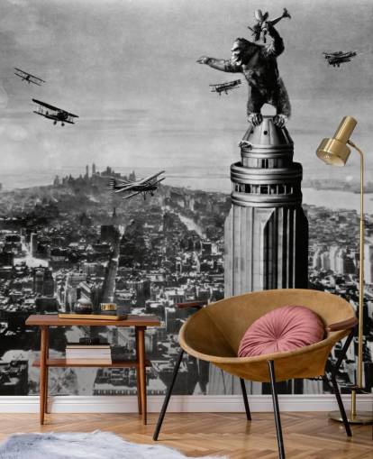 black and white king kong wallpaper mural called King Kong II for bedrooms, businesses and home offices black and white king kong wallpaper mural called King Kong II for bedrooms, businesses and home offices