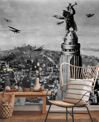 papier peint mural noir et blanc king kong appelé King Kong II pour les chambres à coucher, les entreprises et les bureaux à domicile