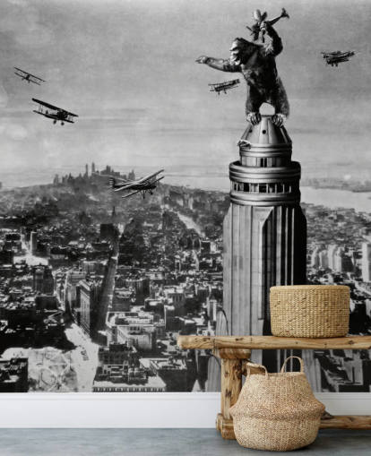 mural de papel pintado de King Kong en blanco y negro llamado King Kong II para dormitorios, negocios y oficinas en casa