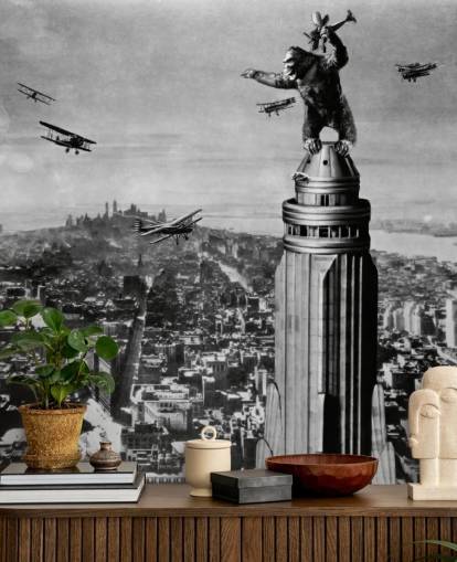 sort og hvid king kong tapet vægmaleri kaldet King Kong II til soveværelser, virksomheder og hjemmekontorer
