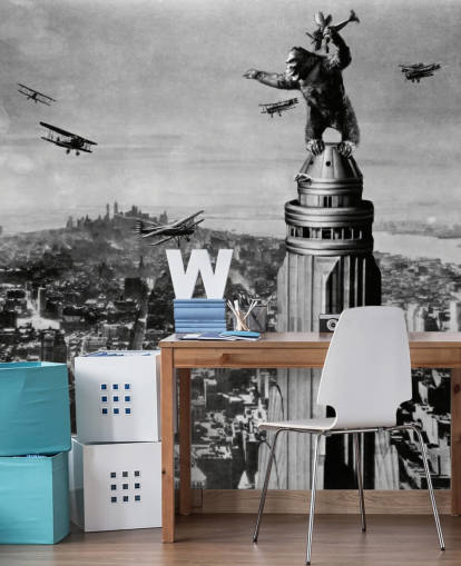 carta da parati murale King Kong in bianco e nero chiamata King Kong II per camere da letto, aziende e uffici domestici