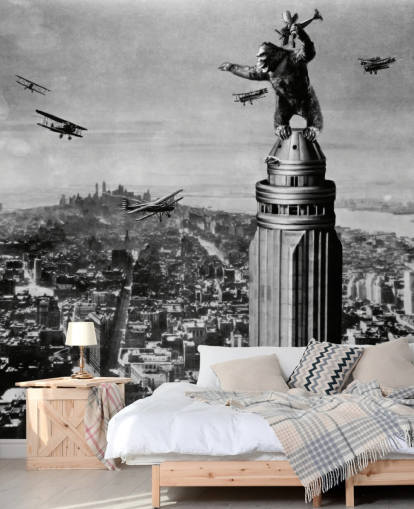 carta da parati murale King Kong in bianco e nero chiamata King Kong II per camere da letto, aziende e uffici domestici
