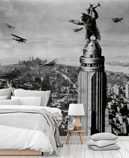 carta da parati murale King Kong in bianco e nero chiamata King Kong II per camere da letto, aziende e uffici domestici carta da parati murale King Kong in bianco e nero chiamata King Kong II per camere da letto, aziende e uffici domestici
