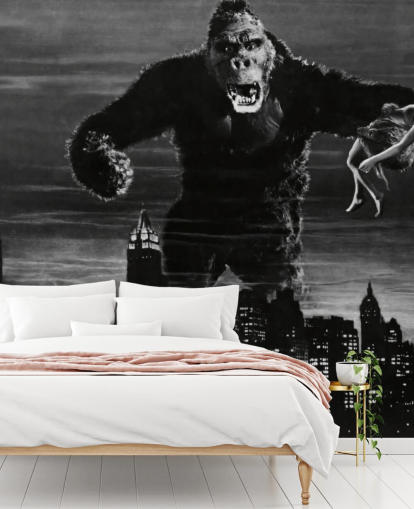 mural de papel de parede king kong preto e branco chamado King Kong para quartos, escritórios domésticos e empresas