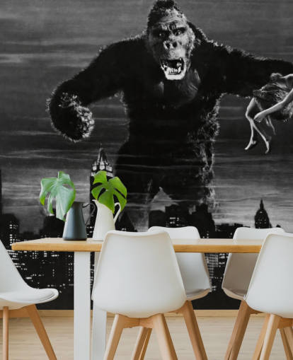 mural de papel de parede king kong preto e branco chamado King Kong para quartos, escritórios domésticos e empresas mural de papel de parede king kong preto e branco chamado King Kong para quartos, escritórios domésticos e empresas