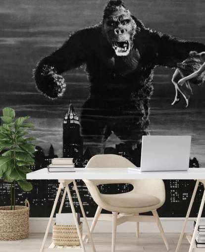 svartvitt king kong tapetväggmålning kallad King Kong för sovrum, hemmakontor och företag svartvitt king kong tapetväggmålning kallad King Kong för sovrum, hemmakontor och företag