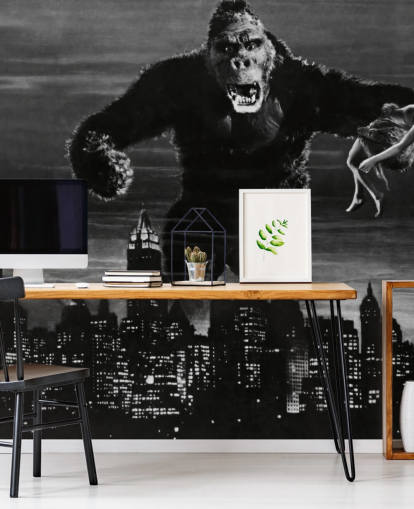 svartvitt king kong tapetväggmålning kallad King Kong för sovrum, hemmakontor och företag svartvitt king kong tapetväggmålning kallad King Kong för sovrum, hemmakontor och företag