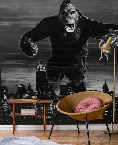 svart og hvitt king kong tapet veggmaleri kalt King Kong for soverom, hjemmekontorer og bedrifter