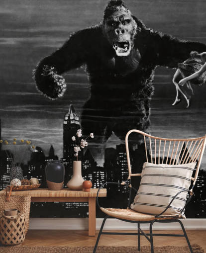 black and white king kong wallpaper mural called King Kong for bedrooms, home offices and businesses