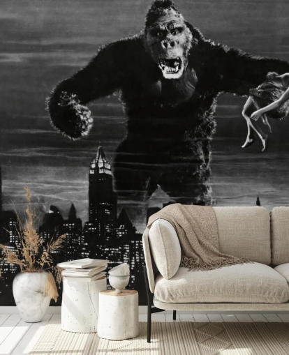 schwarz-weißes King Kong-Tapeten-Wandbild namens King Kong für Schlafzimmer, Heimbüros und Unternehmen