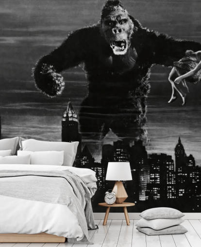 sort og hvid king kong tapet vægmaleri kaldet King Kong til soveværelser, hjemmekontorer og virksomheder sort og hvid king kong tapet vægmaleri kaldet King Kong til soveværelser, hjemmekontorer og virksomheder