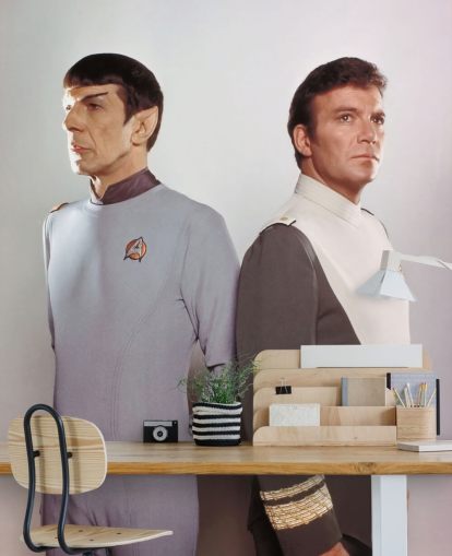 star trek muurschildering genaamd Leonard Nimoy & William Shatner (Star Trek II: The Wrath of Khan) voor slaapkamers en woonkamers