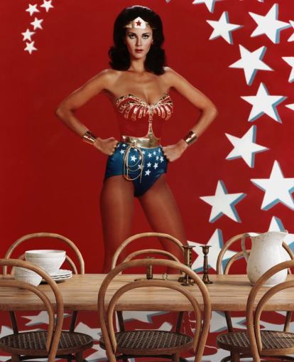 rød, hvid og blå wonderwoman tapetmaleri kaldet Wonder Woman til soveværelser og virksomheder