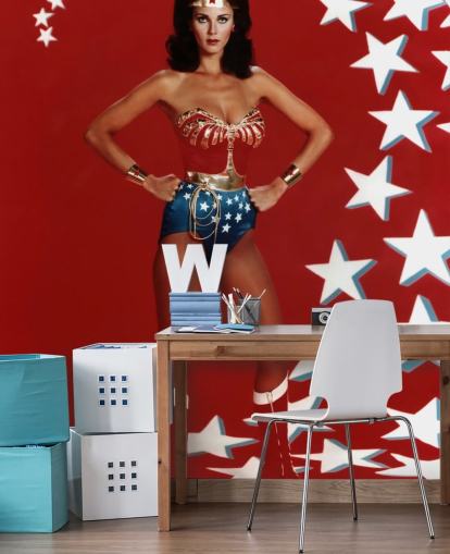 papier peint mural Wonder Woman rouge, blanc et bleu appelé Wonder Woman pour les chambres et les entreprises