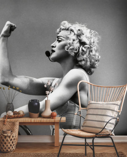 zwart-witte madonna behangmuurschildering genaamd Madonna: Truth or Dare voor slaapkamers, kantoren en bedrijven zwart-witte madonna behangmuurschildering genaamd Madonna: Truth or Dare voor slaapkamers, kantoren en bedrijven