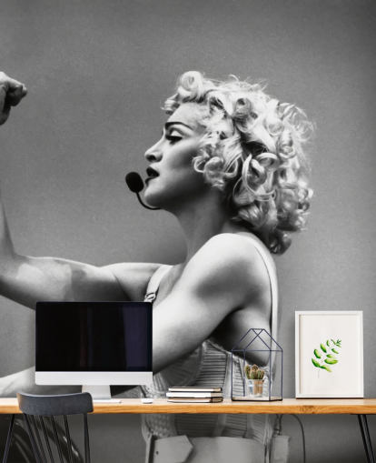 svartvit madonna tapetväggmålning som heter Madonna: Truth or Dare för sovrum, kontor och företag