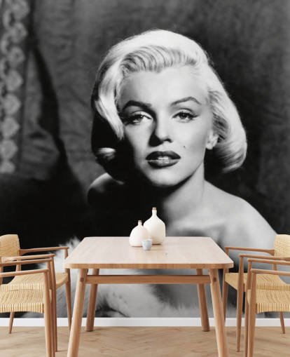 black and white classic movie wallpaper mural called Marilyn Monroe II for bedrooms and living rooms