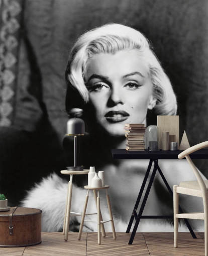 papier peint mural de film classique en noir et blanc appelé Marilyn Monroe II pour les chambres et les salons