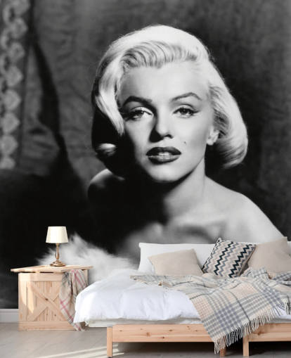 mural de papel pintado de películas clásicas en blanco y negro llamado Marilyn Monroe II para dormitorios y salas de estar