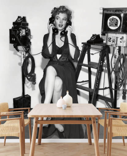 black and white marilyn monroe wallpaper mural called Marilyn Monroe (Don't Bother to Knock) for bedrooms and home offices