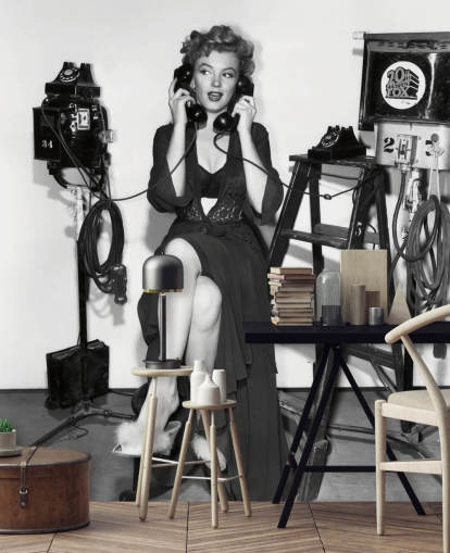 black and white marilyn monroe wallpaper mural called Marilyn Monroe (Don't Bother to Knock) for bedrooms and home offices black and white marilyn monroe wallpaper mural called Marilyn Monroe (Don't Bother to Knock) for bedrooms and home offices
