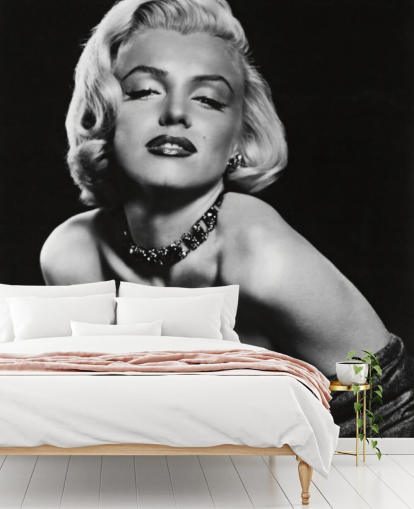mural de papel pintado de Marilyn Monroe en blanco y negro llamado Marilyn Monroe (Cómo casarse con un millonario) para dormitorios, salas de estar y oficinas mural de papel pintado de Marilyn Monroe en blanco y negro llamado Marilyn Monroe (Cómo casarse con un millonario) para dormitorios, salas de estar y oficinas