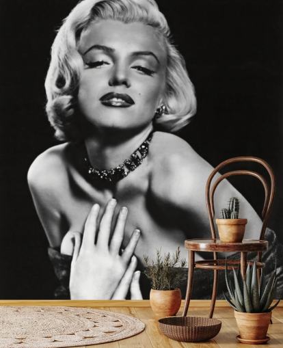 black and white marilyn monroe wallpaper mural called Marilyn Monroe (How to Marry a Millionaire) for bedrooms, living rooms and offices