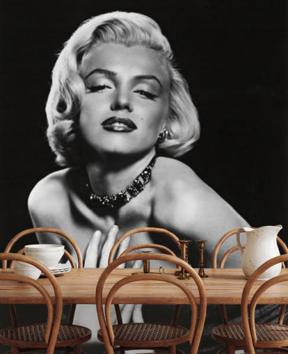 mural de papel de parede preto e branco de marilyn monroe chamado Marilyn Monroe (Como se casar com um milionário) para quartos, salas de estar e escritórios mural de papel de parede preto e branco de marilyn monroe chamado Marilyn Monroe (Como se casar com um milionário) para quartos, salas de estar e escritórios